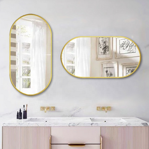 Factory Custom Aluminum Alloy frame  mirror wall sticker Mounted Bathroom bedroom Mirror Hotel Decor Mirror