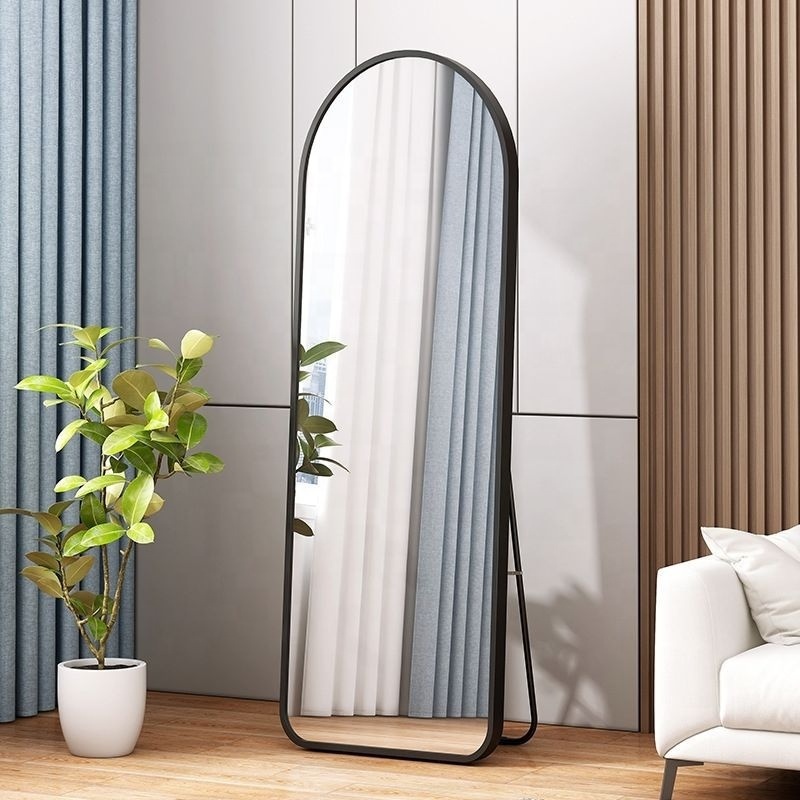 Arch shape floor full length Dressing mirror metal frame standing mirror wall hanging bathroom mirrors