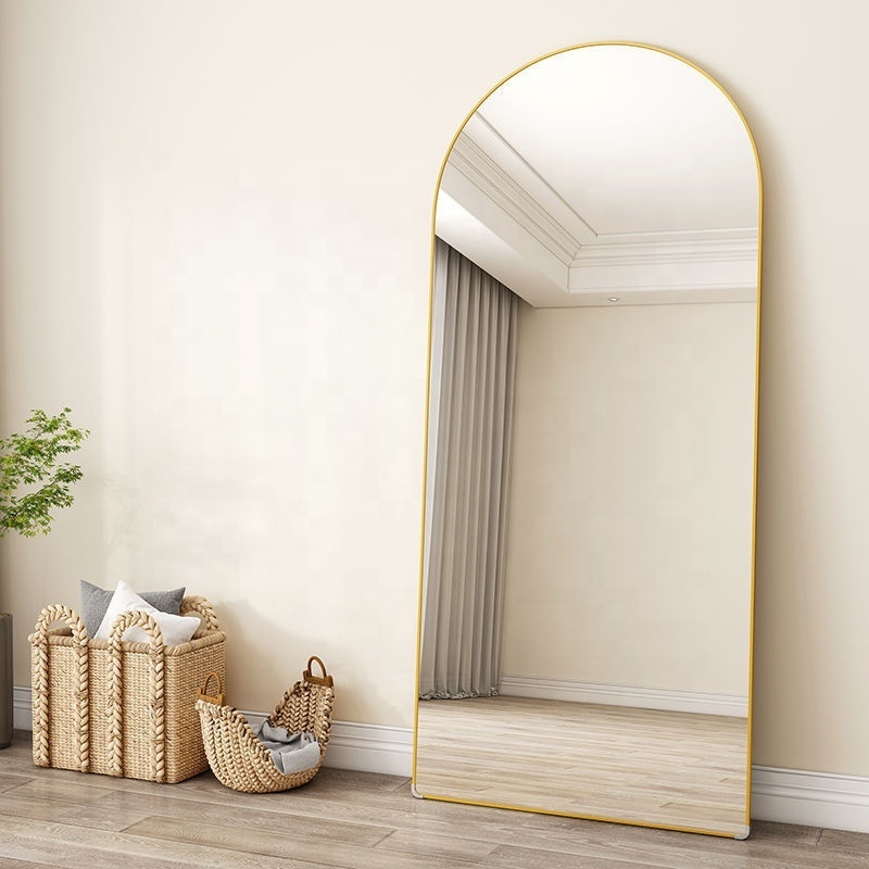 Customized Arch Shape Mirror Modern Stylish Decoration Bathroom Wall Mirror Full Length Body Mirror Black Gold