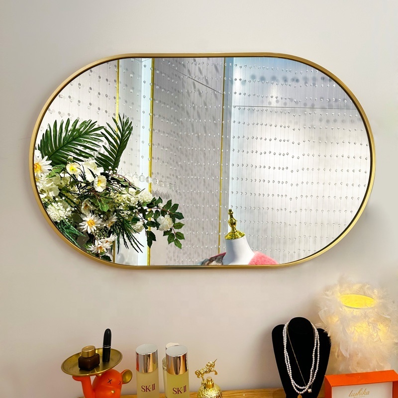 Factory Custom Aluminum Alloy frame  mirror wall sticker Mounted Bathroom bedroom Mirror Hotel Decor Mirror