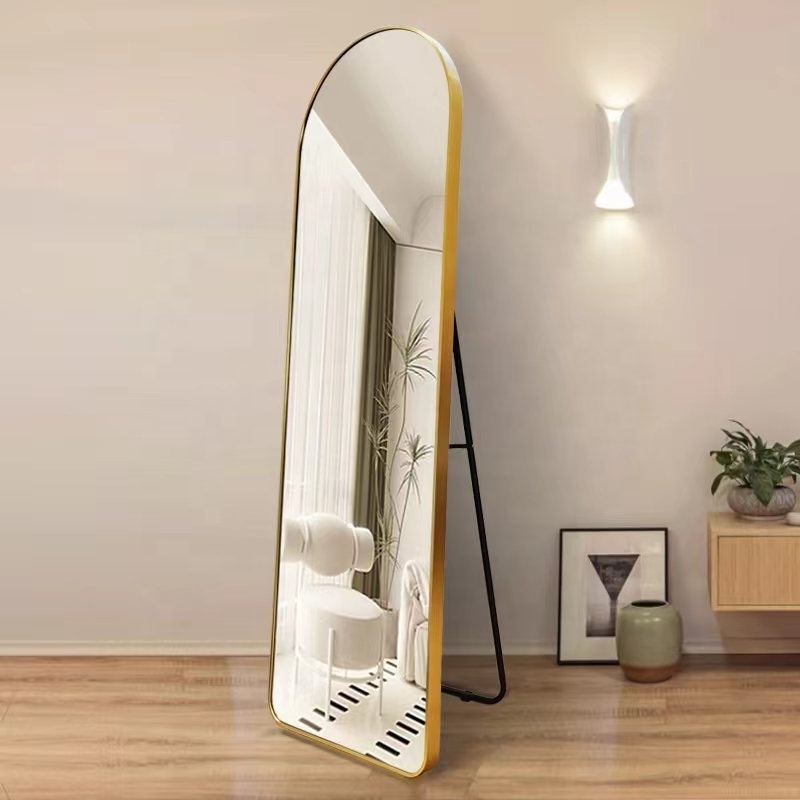 Arch shape floor full length Dressing mirror metal frame standing mirror wall hanging bathroom mirrors