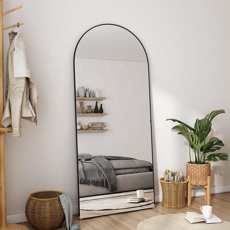 Customized Arch Shape Mirror Modern Stylish Decoration Bathroom Wall Mirror Full Length Body Mirror Black Gold