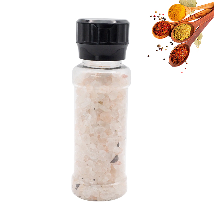 Free sample glass salt grinder bottle 80ml,  travel 100ml salt pepper grinder bottles plastic grinder black