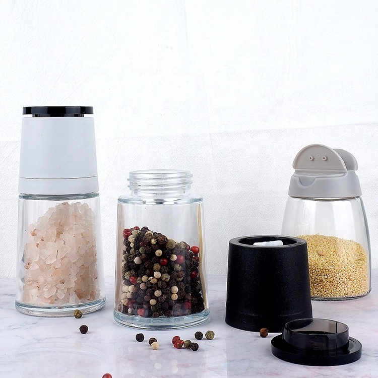 Popular Manual Plastic salt and pepper grinder, Easy adjustable portable spice grinder salt mill sets