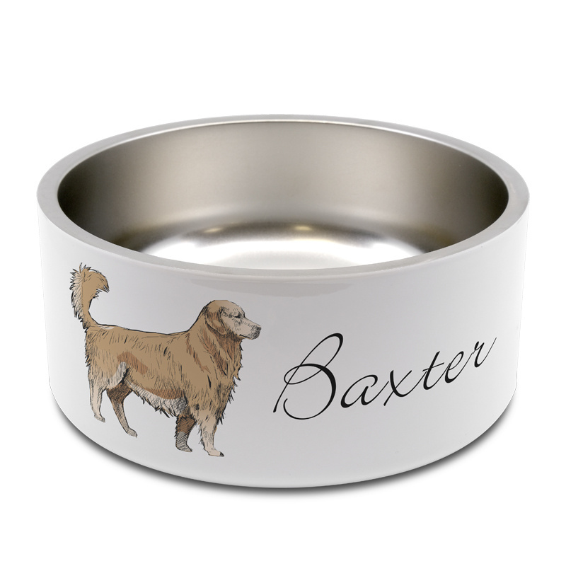 Custom Large Capacity 32oz 64oz Double Wall Stainless steel Insulated Sublimation Pet Dog Bowl with Non-Slip Footpad