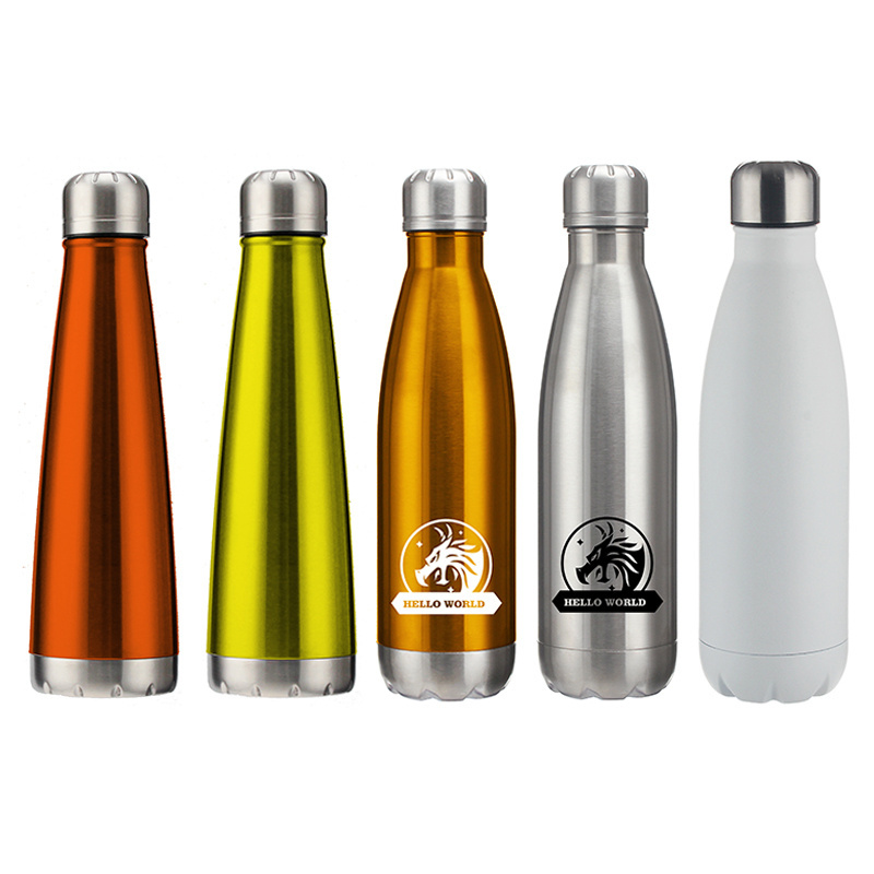 500 ml Vacuum Insulated Water Bottle Double Walled Stainless Steel Cola Shape Travel Sports BPA Free Bottle