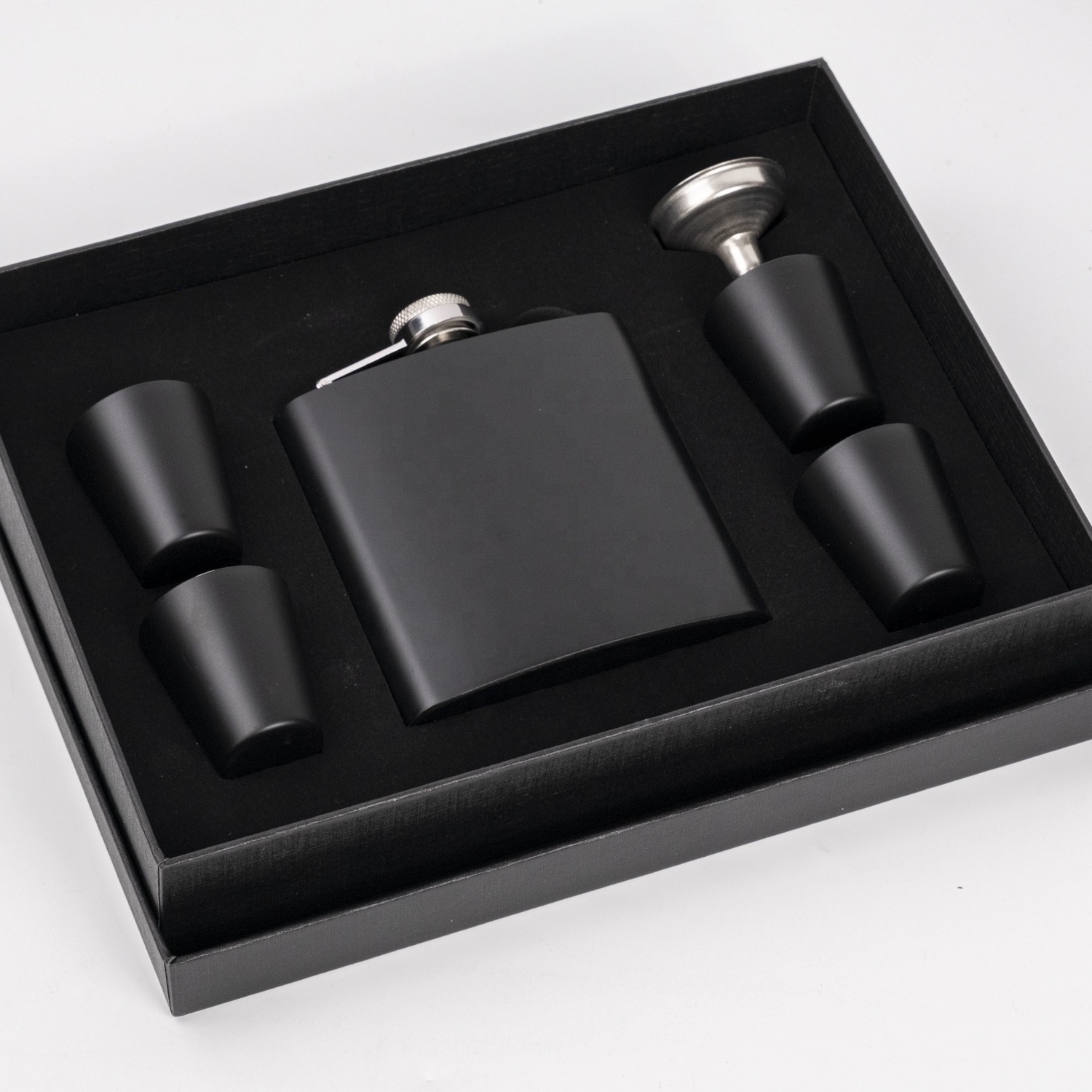 Black 8 oz Hip Flasks Set And Wine Pot And Leather Hip Flask Gift set And 6 oz Whiskey Hip Flask Stainless Steel