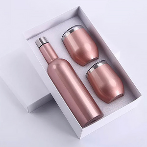 Wholesale Promotion Gifts 750ml Stainless Steel Wine Bottle and 12oz Insulated Wine Tumbler Cups Set