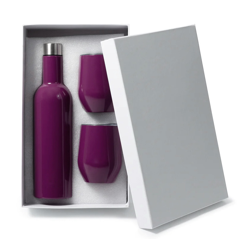 Wholesale Promotion Gifts 750ml Stainless Steel Wine Bottle and 12oz Insulated Wine Tumbler Cups Set