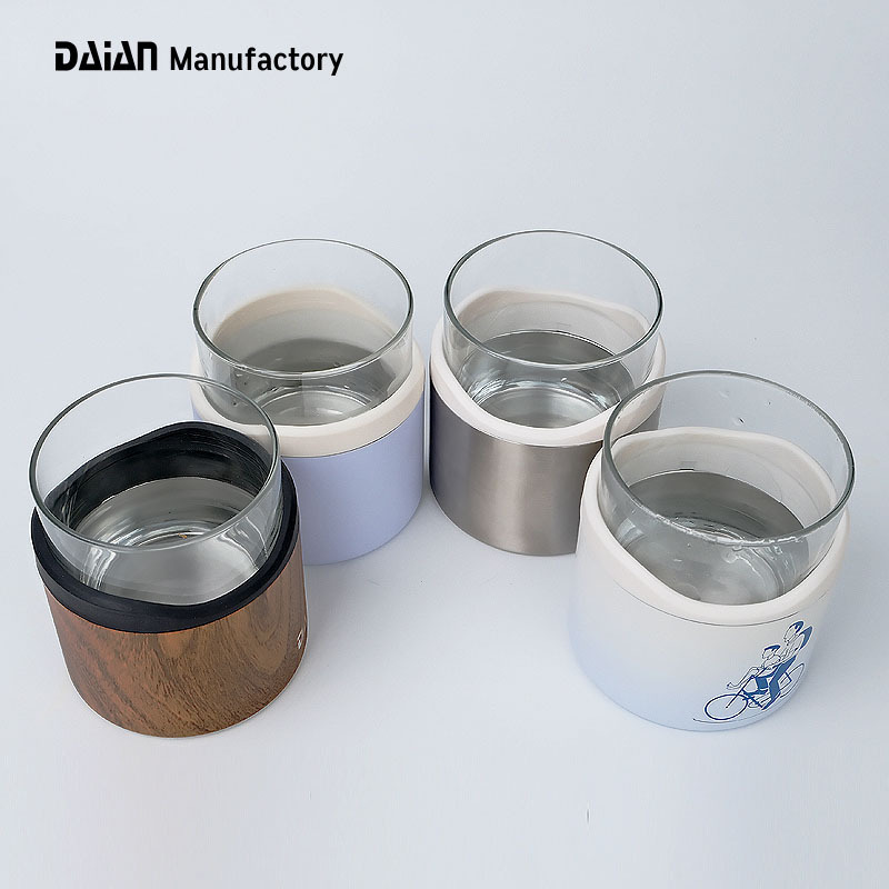 Daian Modern Luxurious Barware 9oz/12oz Shot/Whisky/Beer Glass Cup with Double Wall Stainless Steel Sleeve with Custom Logo