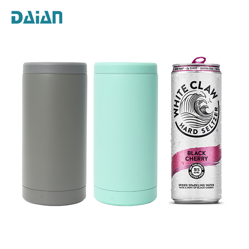 4 in 1 Double Walled Stainless Steel Slim Can Vacuum Insulated Cooler Holder 12 Oz Beer Cold Insulator