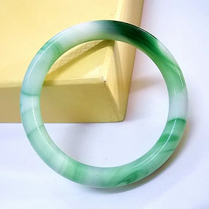 DAICY cheap wholesale women white green jade glass bangle bracelets