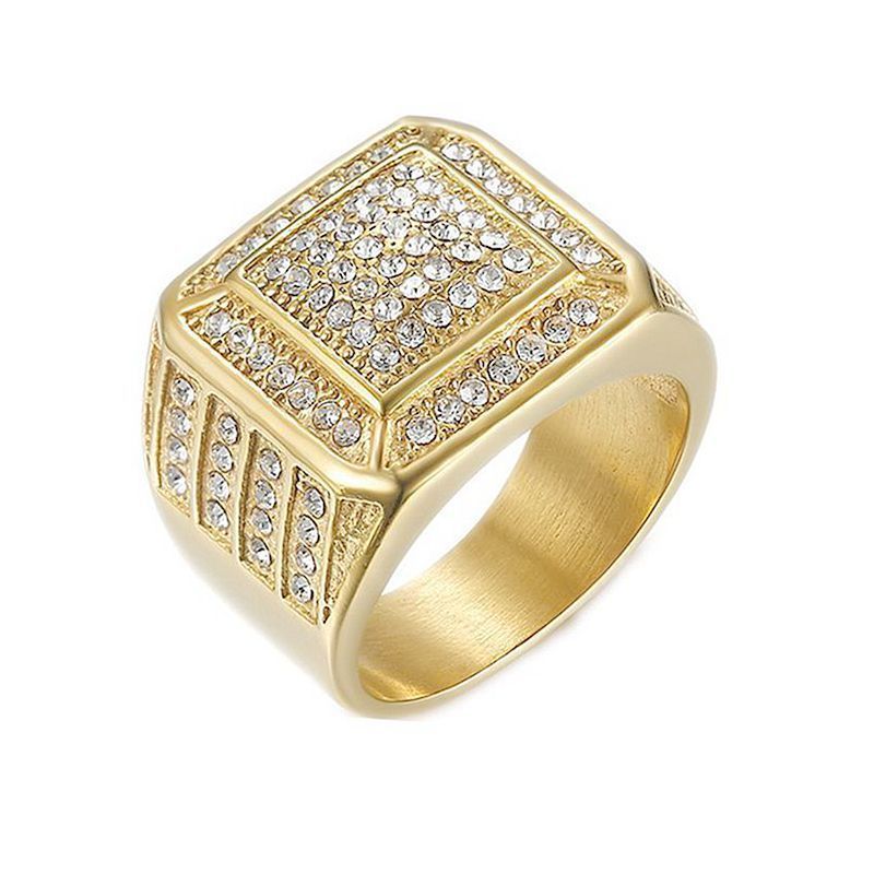 DAICY factory top quality hip hop custom cheap wholesale mens 18k gold 316L stainless steel ring jewelry