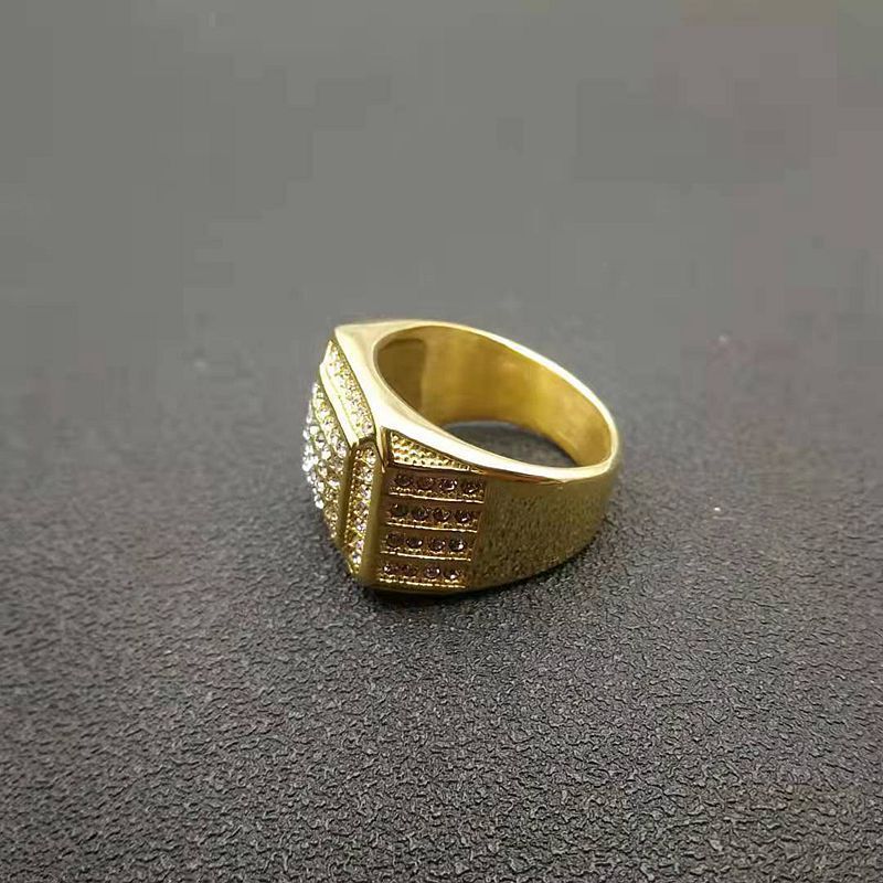 DAICY factory top quality hip hop custom cheap wholesale mens 18k gold 316L stainless steel ring jewelry