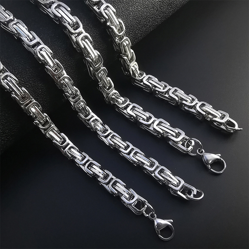 Yiwu DAICY jewelry wholesale New Fashion Hip Hop king chain multiple colors stainless steel Byzantine Chain Necklace