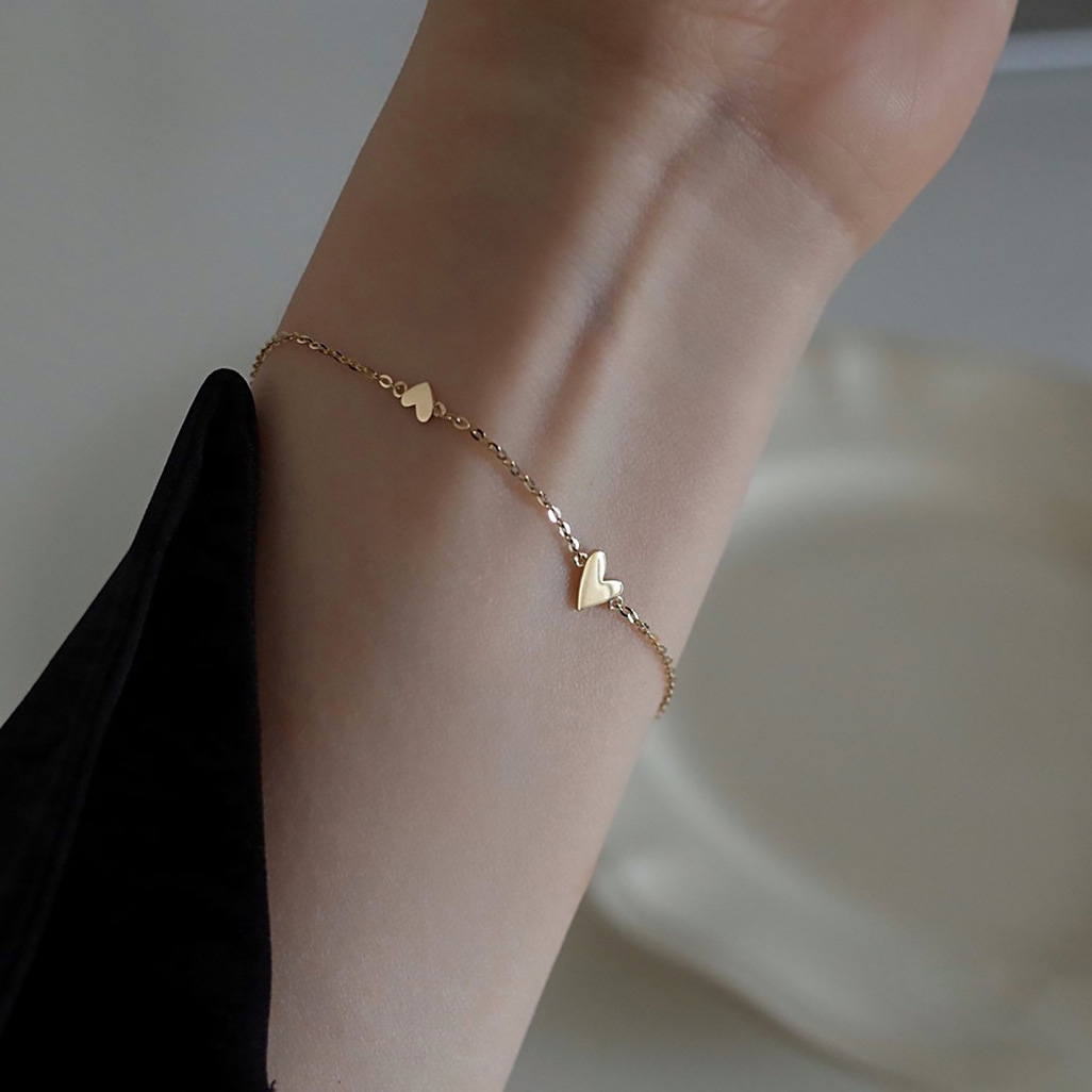 DAICY minimalist trendy thin cute fine fashion jewelry gold stainless steel love heart bracelets women