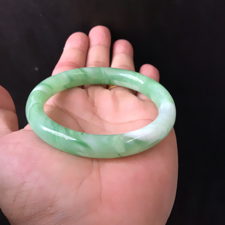 DAICY cheap wholesale women white green jade glass bangle bracelets