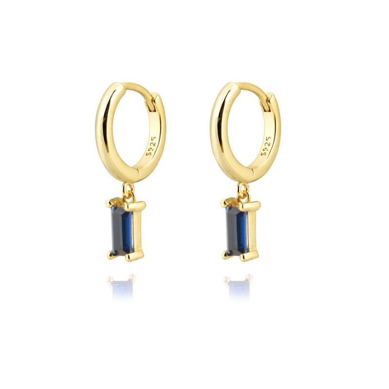 DAICY fashion trendy women Gold plated huggie hoop earrings with emerald coloured pendant charm earrings