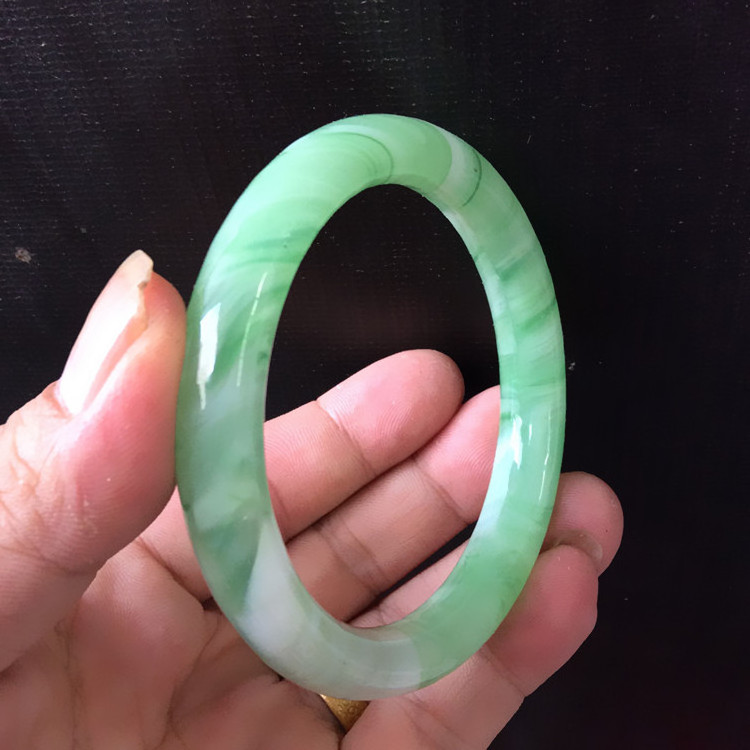 DAICY cheap wholesale women white green jade glass bangle bracelets