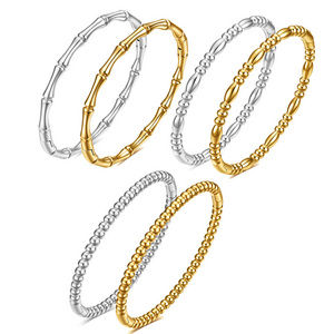 Yiwu Daicy High Quality Simple 18K Gold Bamboo Bracelet stainless steel beads bracelet waterproof Tarnish Free for women jewelry