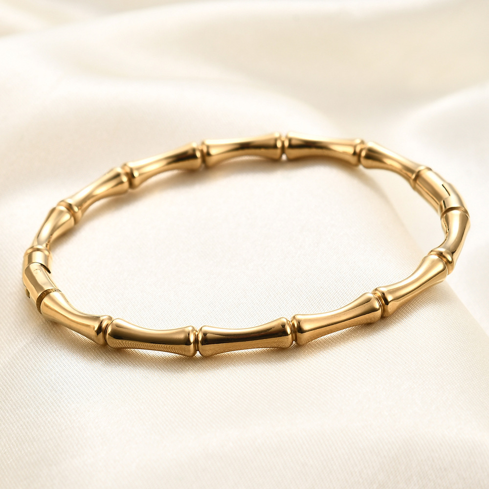 Yiwu Daicy High Quality Simple 18K Gold Bamboo Bracelet stainless steel beads bracelet waterproof Tarnish Free for women jewelry