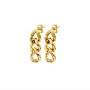 Yiwu DAICY new arrival gold plated Cuban Chain Dangle Earrings stainless steel drop Chain Stud Earrings for women gift for Her