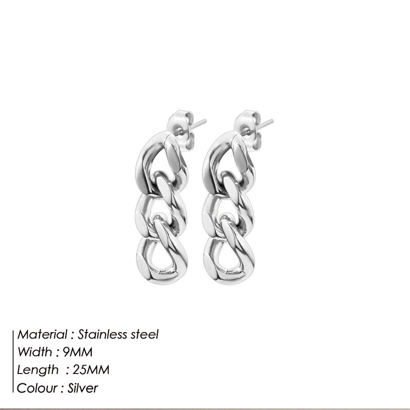 Yiwu DAICY new arrival gold plated Cuban Chain Dangle Earrings stainless steel drop Chain Stud Earrings for women gift for Her