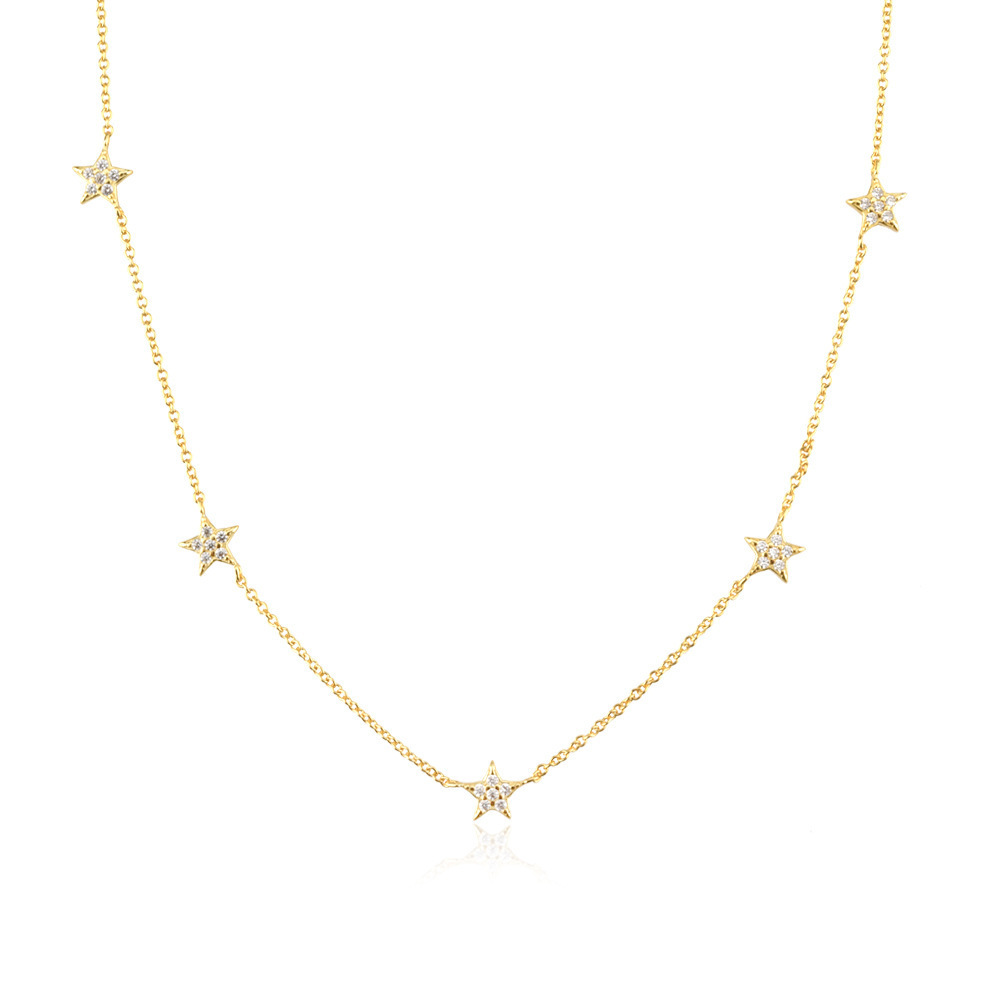 Daidan Star Necklace Chain Charm Necklace Jewelry Sterling Silver Star Zircon Star Necklace