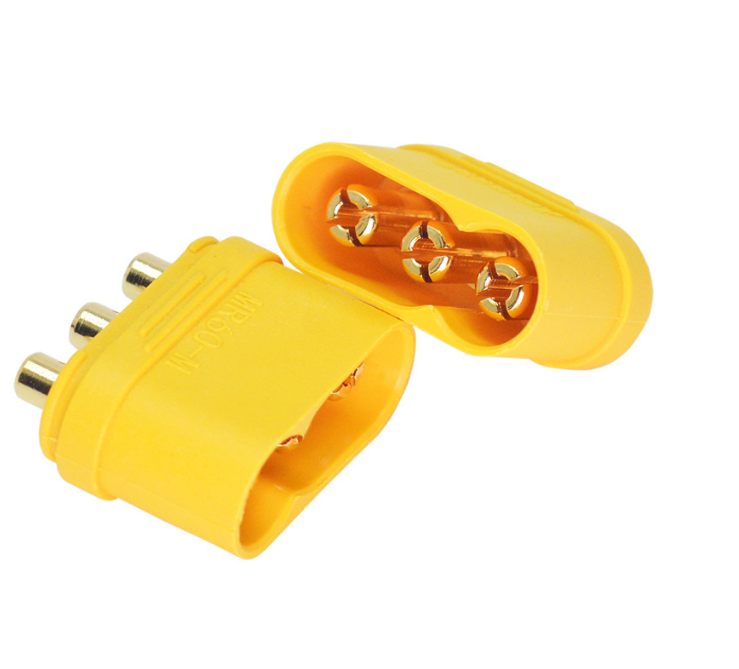 MR60PB Male Female Miniature Power Connector Three Hole Golden Plug 20A 40A DC 500V Lipo Battery Amass MR60 Connector 3pin PCB