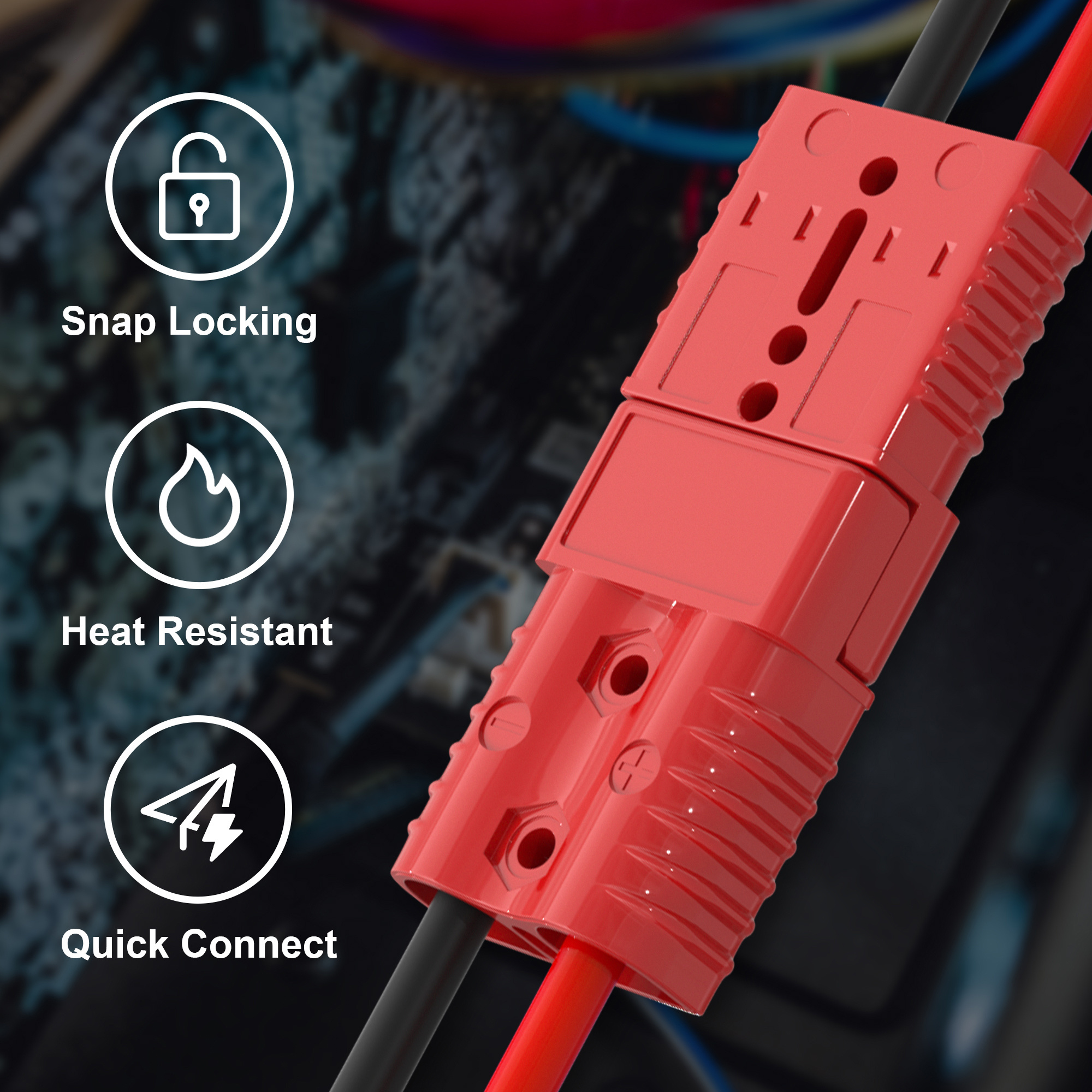 Battery Quick Disconnect Connector 175A Anderson Plug 12V Battery Quick Connect Cable Connector 1/0 AWG for Car Winch Forklift