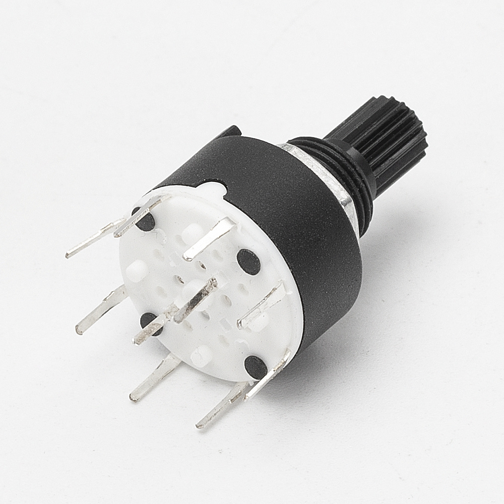 Plastic Rotary Switch RS16 4 position 8 position PCB Terminals Rotary Select Switch with 15MM/20MM 18 Teeth Knurl Shaft