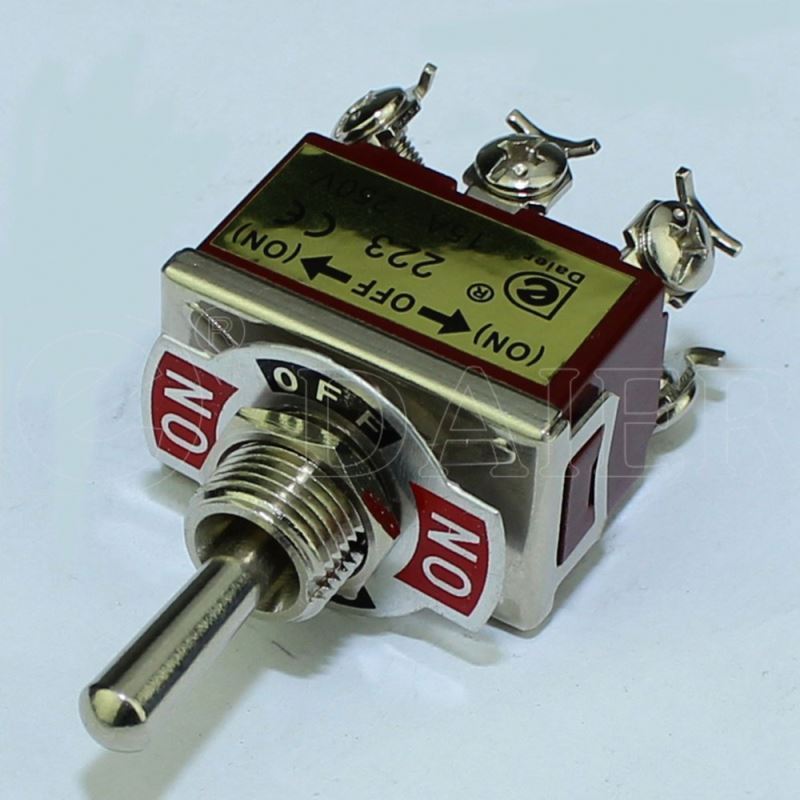 KN3C-223 15A 12MM 6P (ON)-OFF-(ON) Reset DPDT Momentary Toggle Switch