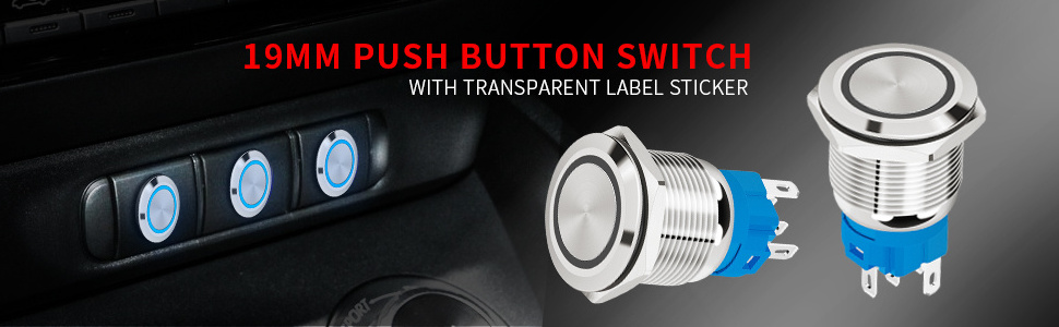 19mm Marine Waterproof Latching Pushbutton LED Switch 12V Light Electronic Push Button Switches Spdt Metal Push Button Switch