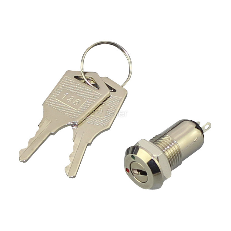 Keylock 12mm SPST 2Pin Soldering Terminal 2 Position ON-OFF ATM Key Locks Single One Brass Selector Key Push Button Switch