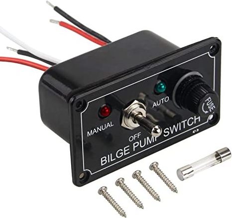 12V DC Manual-OFF-Auto 3way Indicator Light Pre-Wired Bilge Pump Switch Panel with Toggle Switch and Fuse 5A for Car ATV Boat