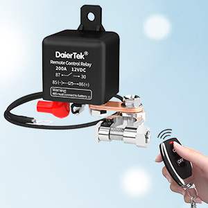 Remote Battery Disconnect Switch 12V 200A Car Kill Switch Anti-Theft with Two Wireless Remote Control Relay Fobs