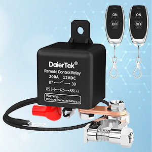 Remote Battery Disconnect Switch 12V 200A Car Kill Switch Anti-Theft with Two Wireless Remote Control Relay Fobs