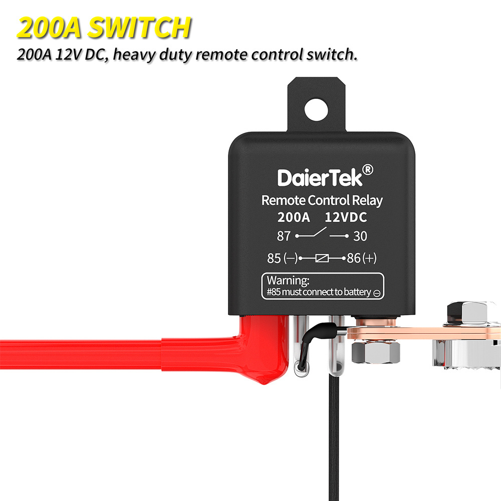 12V DC  Automotive Relay 200A Remote Battery Disconnect Switch With 2 Keys Kit Wireless Car Kill Switch Anti-Theft