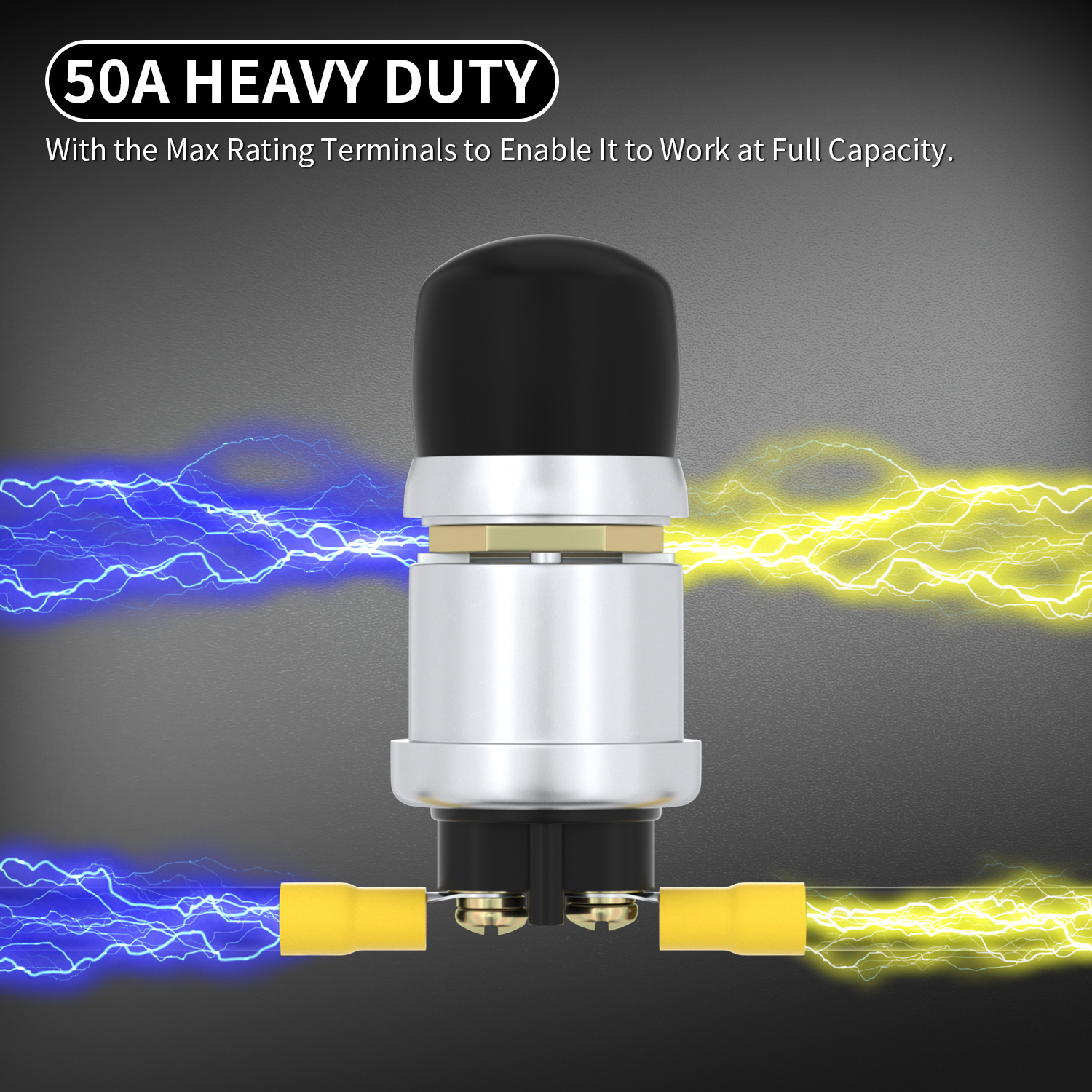 Heavy Duty Horn Push Button 12V 24V Momentary Waterproof 50A Car Starter Push Button Switch for Horn Engine Truck Tractor Boat