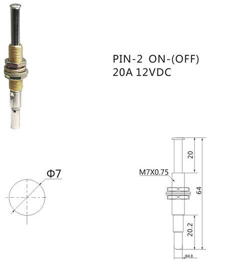 PIN-2 7MM 20A 12VDC Car Door Pin Switch ON-(OFF) Auto Pin Switch 2 Position Side Door Switch For Automobile Accessories