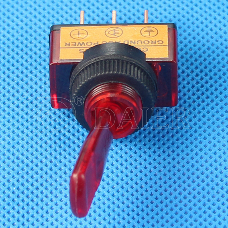 SPST 3Pins Toggle Switch with LED ON-OFF Long Handle 20A 12VDC/24VDC Auto Toggle Switches Universal Customized