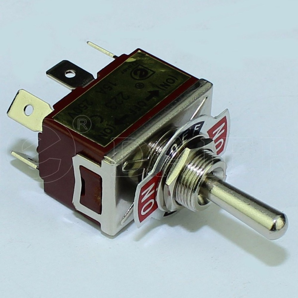 KN3C-223P 15A 250V (ON) OFF (ON) Spring Return 6P DPDT Toggle Switch