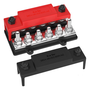 Dual Bus Bar 250A 12V Heavy Duty Power Terminal Block Positive and Negative in a Set 12*5/16''(M8) Stud for Car Boat Marine