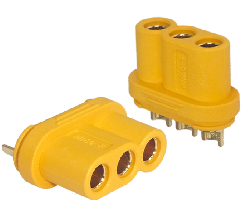 MR60PB Male Female Miniature Power Connector Three Hole Golden Plug 20A 40A DC 500V Lipo Battery Amass MR60 Connector 3pin PCB