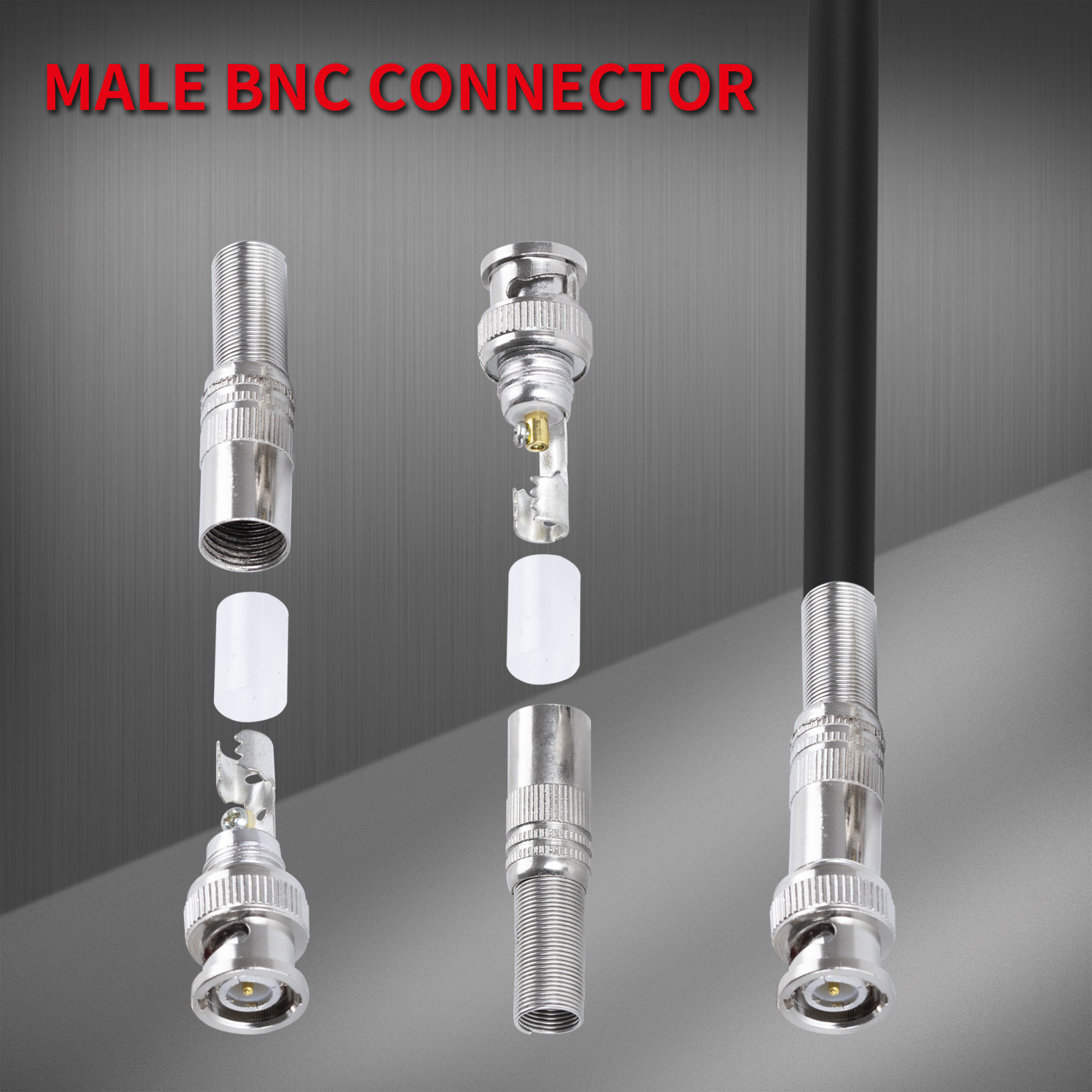 Coaxial  Bnc Male Connector Crimp RG59 Compression Bnc Connector Male For Video or CCTV Security Surveillance Camera