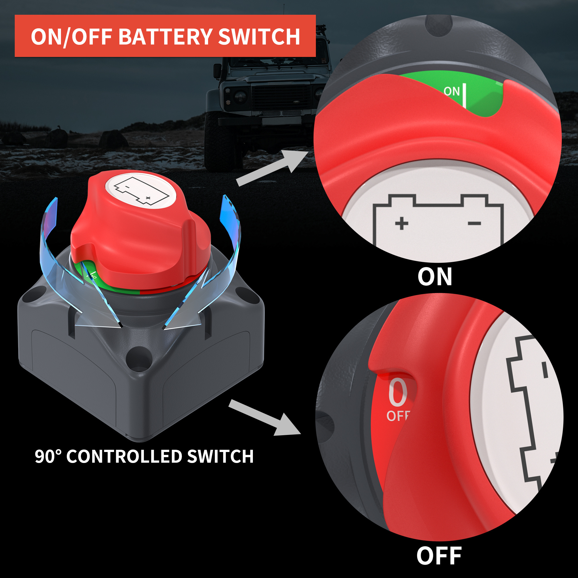 275A 2V-48V  Waterproof Cut Off Battery Isolator Switch Marine ON-OFF Stud  2*M10 Battery Disconnect Switch For Boat RV Auto RV