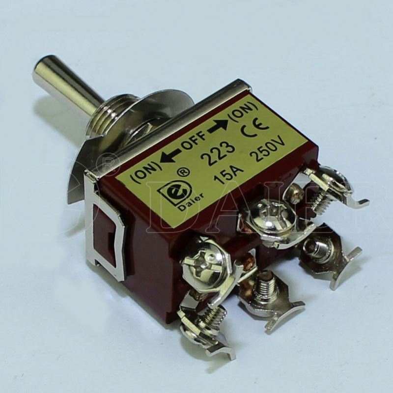 KN3C-223 15A 12MM 6P (ON)-OFF-(ON) Reset DPDT Momentary Toggle Switch