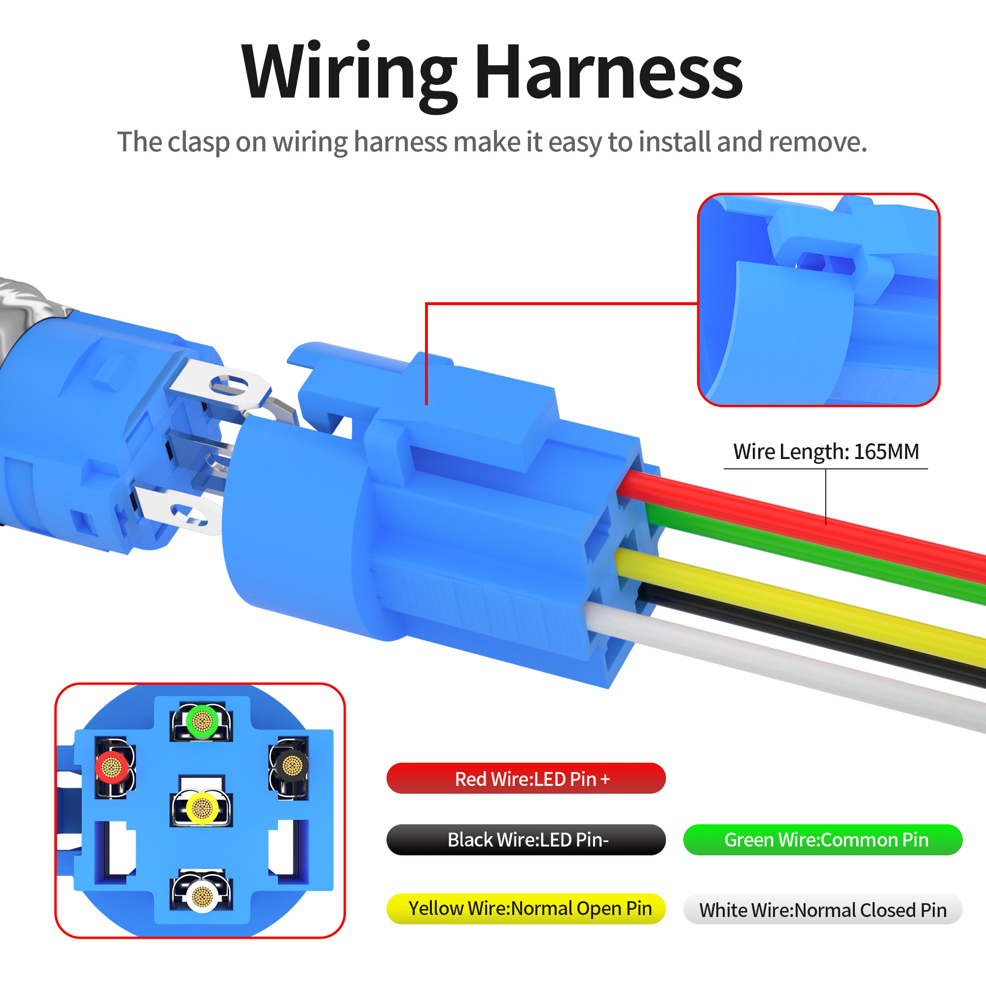 Factory Price Momentary 12V LED Horn Button Switch OFF-(ON) Ring Illuminated Blue Light Push Button Switch 16MM for Marine Boat