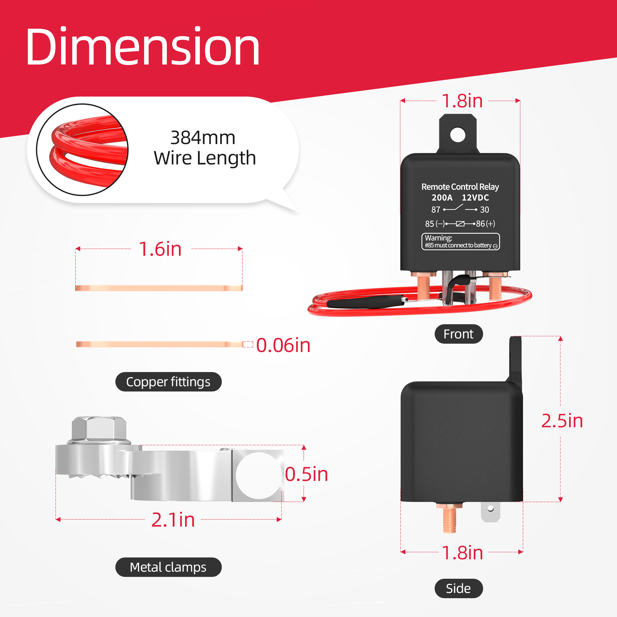 Remote Battery Disconnect Switch Automotive Relay 12VDC Relay 200A with 2 Keys Kit Wireless Car Kill Switch Anti-Theft