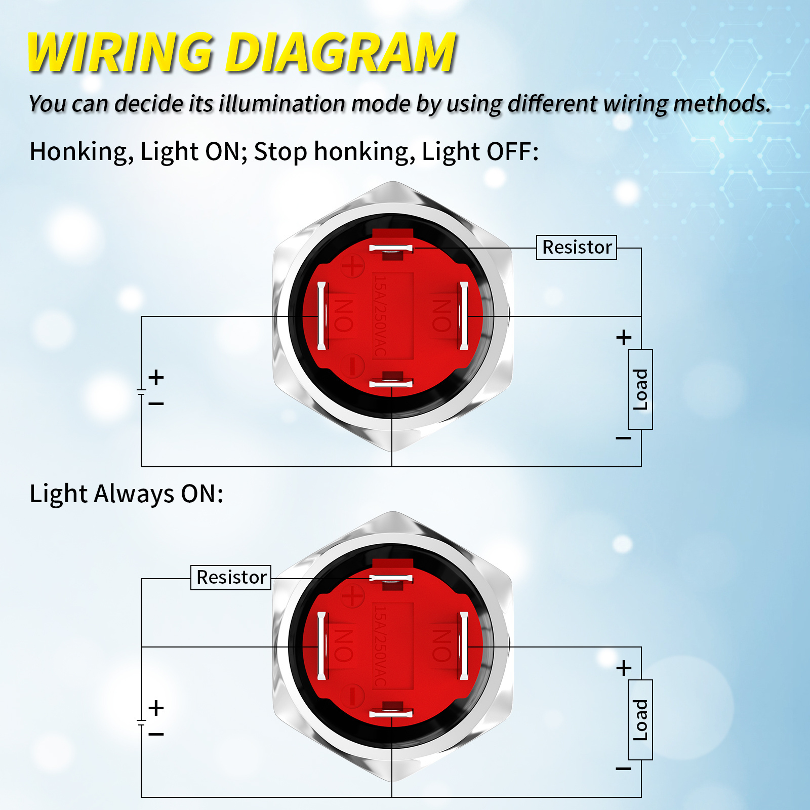 Heavy Duty Waterproof Reset SPST 1NO Metal Anti-vandal Push Button Switch 16mm Led Illuminated Horn Push Button Switches